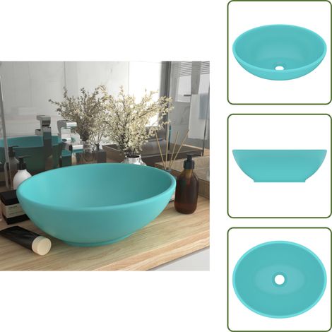 Lavabo opaco - vidaXL Lavandino Lusso Ovale Verde Chiaro Opaco 40x33 cm in Ceramica - Lavabo moderno