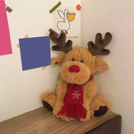 Renard De Noël - Poupée En Peluche - Décoration De Fête - Pour Salon Chambre Bureau - 28 X 18 X 18 Cm - 1 Pièce