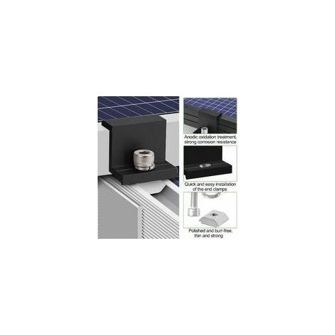 20 Pièces Supports de Panneau Solaire, 30 mm Fixation Panneau Solaire, Kit Panneau Solaire, pour Rail de Montage Photovoltaïque, (1/4)