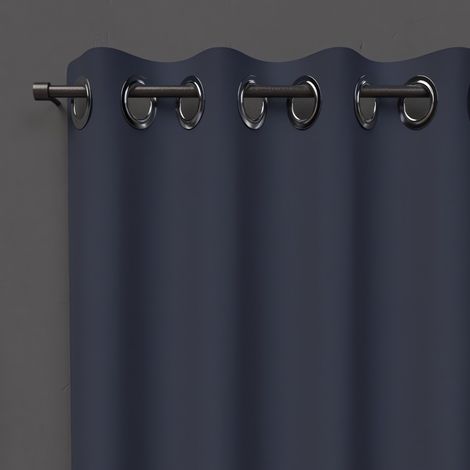 Soleil D Ocre – Rideau occultant 135x250 cm bleu jean – 100% polyester – 8 oeillets métal inoxydables – Entretien facile, lavable en machine 30°C