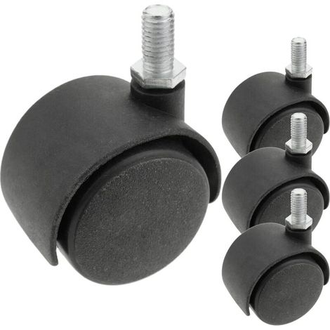 Roulettes pivotantes Roue en Nylon sans Frein 50 mm M8 4 Pack(Noir) (1/4)