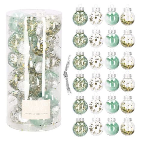 Palline di Natale 24 pezzi verde-oro da 5 cm, decorazioni natalizie