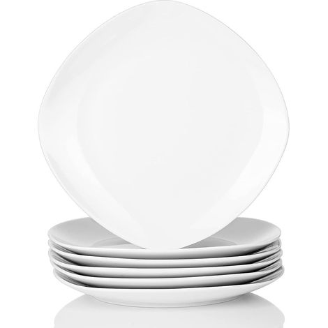 Porzellan Speiseteller 6er Set 24,8cm flach stapelbar hellgrau-weiß (1/5)