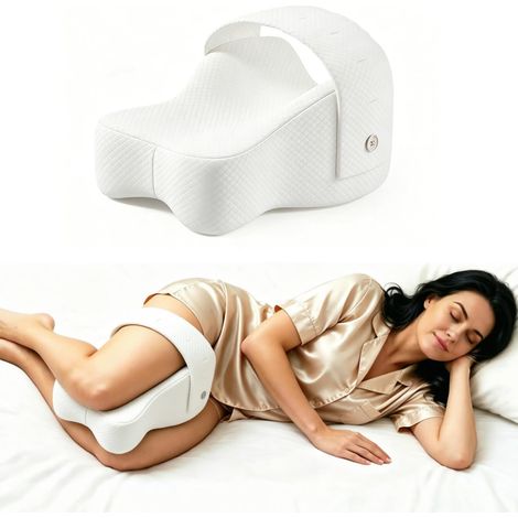 Coussin de positionnement latéral - Coussin de genou orthopédique avec sangle - En mousse à mémoire de forme - Ergonomique - Pour les jambes, le dos, la sciatique - Pour dormir - Housse (1/5)