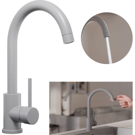 PRIMAGRAN Robinet de cuisine 5010, Robinet d'évier rotation 360°, Robinet haute pression, Gris (1/4)