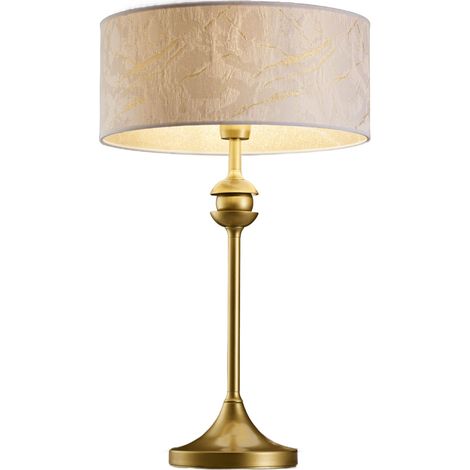 Lampada da tavolo classica oro paralume bianco E27 (1/5)