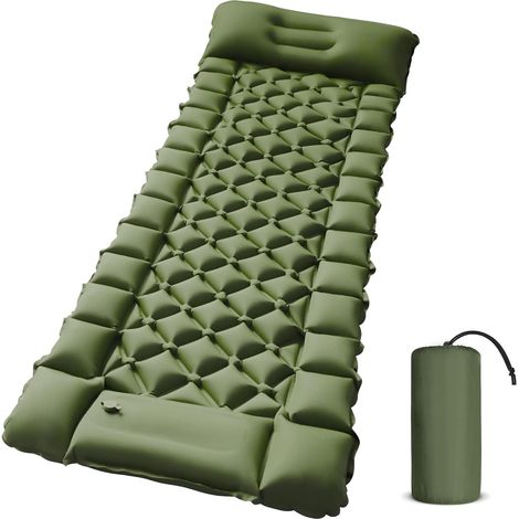 Presse-pieds gonflable ultraléger avec pompe intégrée, matelas imperméable, vert (1/5)