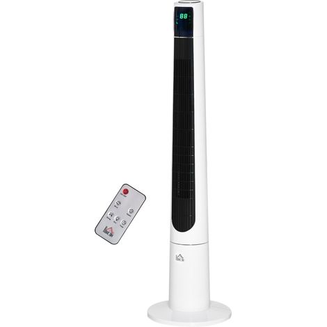 HOMCOM Ventilatore da Terra con Timer 12h e Telecomando in ABS Bianco