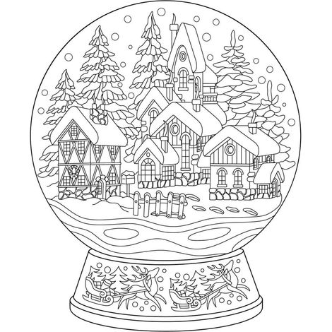 Tableau sur toile à colorier village de Noël 30x30 cm - Impression sur Toile Murale Décorative - Image imprimée en HD sur Toile - Toile sur Châssis en Bois FSC - Fabriqué en France (1/4)