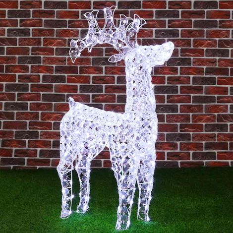 Renna Natalizia Luminosa 3D in Cristalli Acrilici 200 LED Bianco Freddo H. 90 cm (1/5)