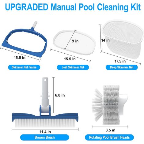 S-Union 2026 Nettoyage manuels pour Piscine, Kit de Nettoyage par Pinceau & Filet écumoire, Nettoyage Portable pour Petites piscines, Spa, ja-cuzzi, Bain à remous (1/4)