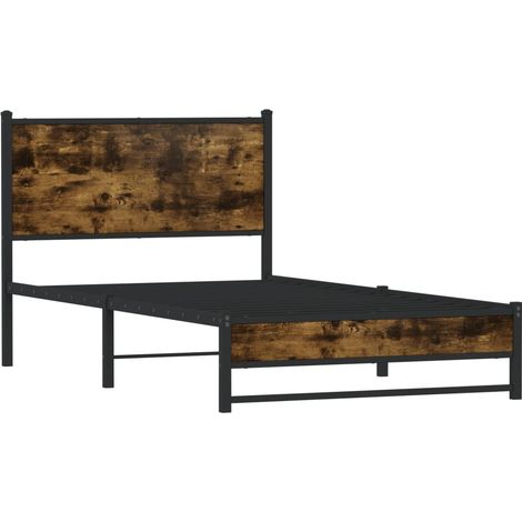 Cadre de lit en métal sans matelas chêne fumé 100x190 cm vidaXL (1/5)