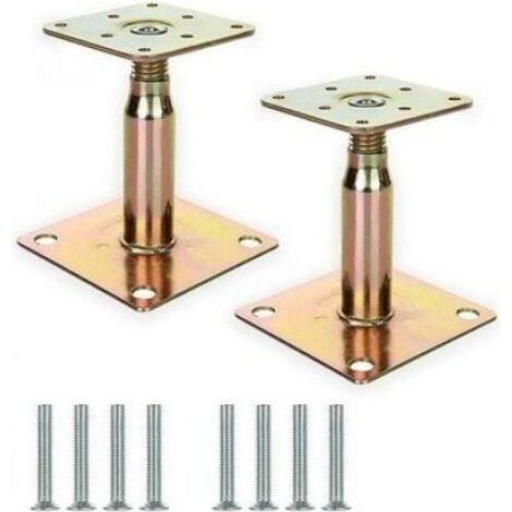 Lot de 2 supports de poteau surlevs galvaniss rglables de 100 150 mm support de toit robuste pour constructionde (1/4)