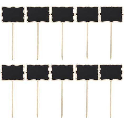 Mini Tableaux Noirs sur Pique - 20 Pcs Étiquettes de Prix Bords Dentelés, Pointe Aiguë pour Insertion, Facile à Écrire, Bois Solide, Idéal Buffet et Plantes (1/5)