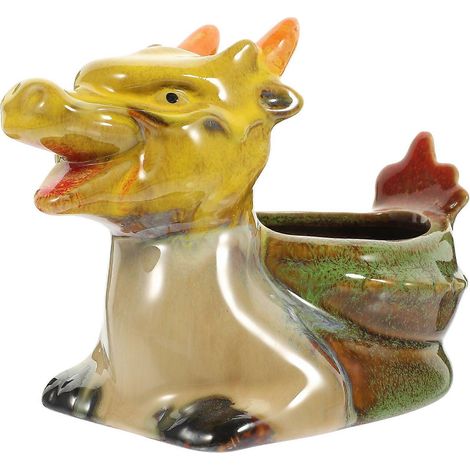Pot de fleurs en céramique en forme d'animal de dessin animé, compatible avec les pots de jardinage. (1/5)