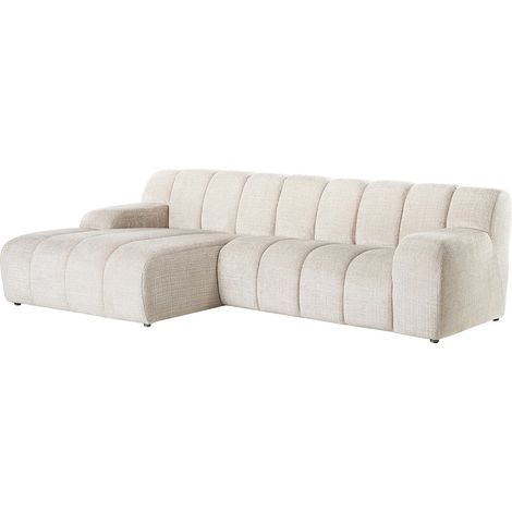 Divano angolare sinistro tessuto ciniglia beige - BELADON (1/5)
