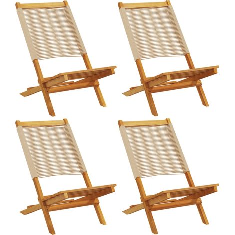 Maison Exclusive - Gartenstühle 4 Stk. Klappbar Beige Massivholz
