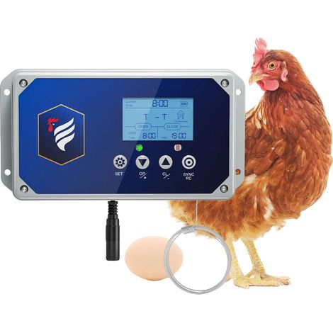 Abridor automático de puerta de gallinero, funcionamiento fotosensible, 4 modos de control, alcance del mando a distancia de 40 m, funciona con energía solar o a pilas, capacidad máxima de 4 kg. (1/5)