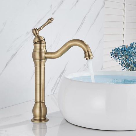 VURAHOME - Mitigeur de Lavabo Pivotant à 360° Robinet de Salle de Bains Monocommande Robinets de Lavabo Chaude et Froide Corps en Laiton (1/5)