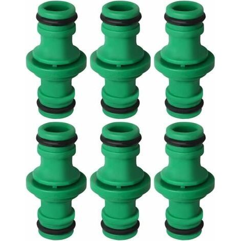 6 Pieces Double Hose Connector, Double Male Hose Connector Plastic Hose Fittings for Joining Garden Hose Tube (Green) (1/4)