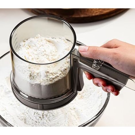 Tamis Farine en Acier INOX, Passoire Cuisine INOX Maille 40, Double Couche Tamis de Pâtisserie 350ml, Passoire pour Farine avec Manche Ergonomique, pour Cuisson Poudre de Sucre Boulangerie (1/2)