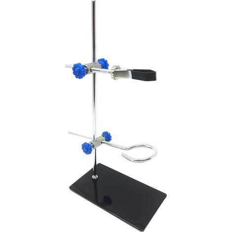 Support de Laboratoire Portable Stable sur Table Base Carrée en Métal Plusieurs styles Tige Robuste et Pince Croisée pour Flacon, Facile à Ranger pour Atelier (1/5)