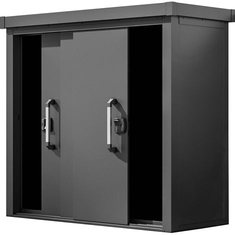GFP Primeyard Geräteschrank Metall 180x78x161 cm Gartenschrank Schiebetür anthrazit inkl. Fußboden