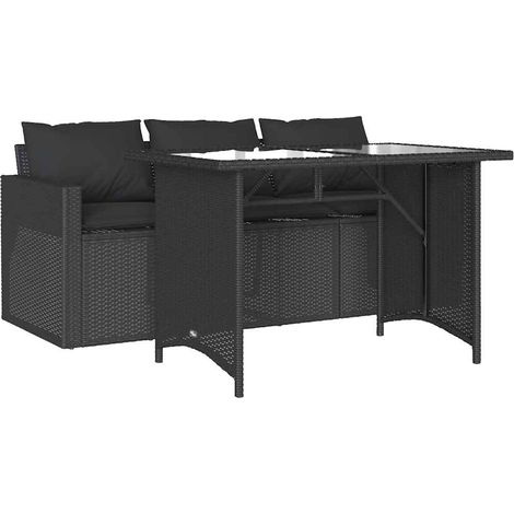 Maison Exclusive - 2-tlg. Garten-Essgruppe mit Kissen Schwarz Pol (1/5)
