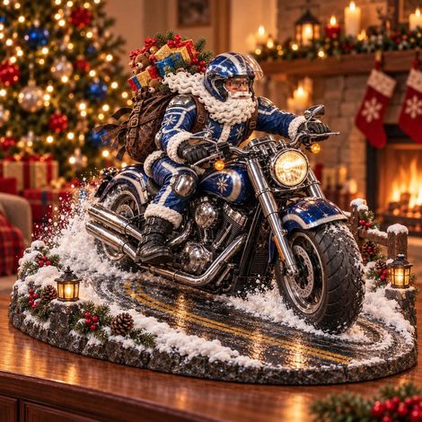 New design Christmas Motorcycle Keepsake Santa Claus Motorcycle Ornament - Blue -