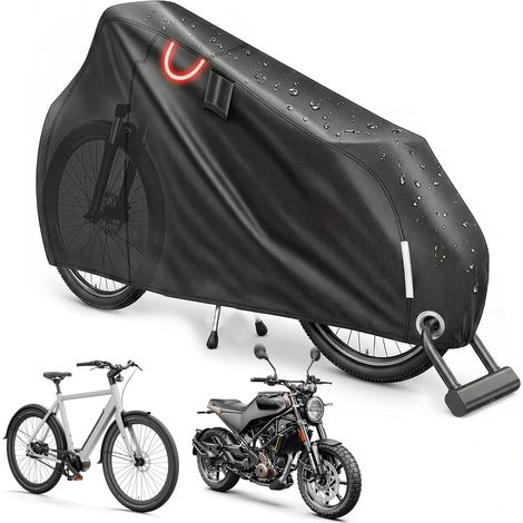 Housse de vélo imperméable 420D Oxford pour 2 vélos, garage à vélo d'extérieur 270 x 75 x 100 cm, housse de protection pour vélo avec œillets de serrure, protection UV, indéchirable (1/5)