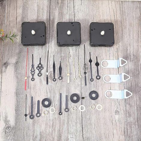 Mécanisme de mouvement d'horloge à quartz DIY à arbre long et couple élevé (3 pièces) avec 6 paires d'aiguilles différentes - Pièces de rechange pour la réparation (1/4)