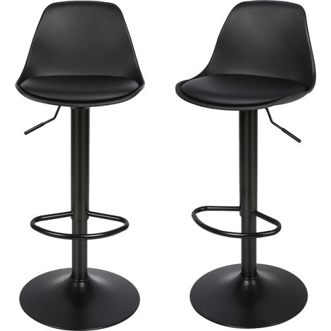 Set di 2 Sgabelli da Bar Cucina in finta pelle,per Cucina, Sala da Pranzo, Soggiorno,Nero (1/5)