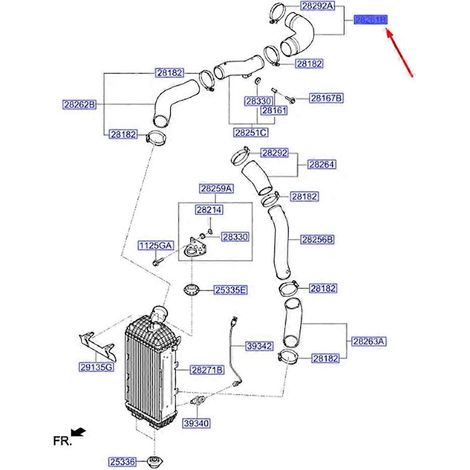Tuyau d'eau de raccordement supérieur de l'échangeur de turbocompresseur pour Kia Sorento 2010-2018 et Hyundai Tucson Santa Fe, références 28261-2F000 et 282612F000 (1/5)