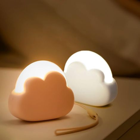 Nachtlicht Wolke 2 Stücke Kinder Nachttischlampe Dimmbar Baby Einschlafhilfe, LED Stilllicht Aufladbar, Tragbares Torch, Geschenke zur Geburt Mädchen, Baby Erstausstattung Neugeborene