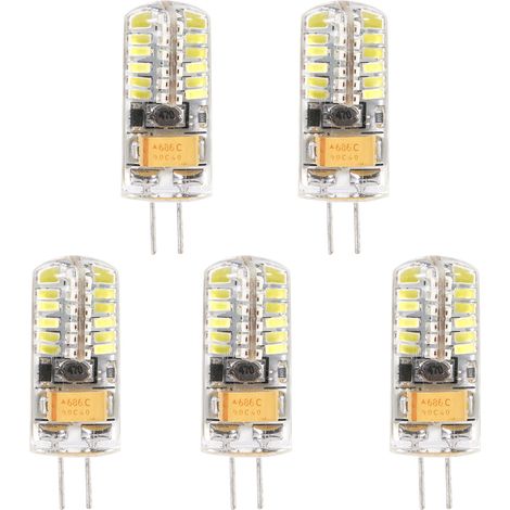 Lot de 5 ampoules LED G4 à intensité variable AC12V, ampoules cristal, blanc froid, 48 LED, 3 W (1/5)