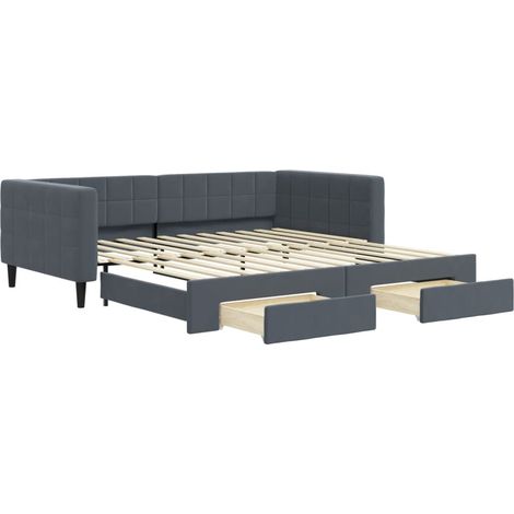 Maison Exclusive - Divano Letto Estraibile Cassetti Grigio Scuro 100x200cm Velluto