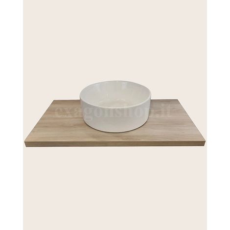 Mensola 90x50 con lavabo tondo 41 cm da appoggio in nobilitato Olmo