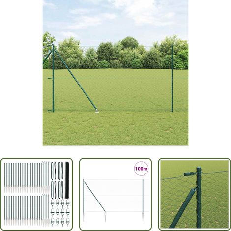 Poteaux de clôture - Poteau de clôture. Vert 100 x 1,6 m (maille de 36 mm) (1/5)