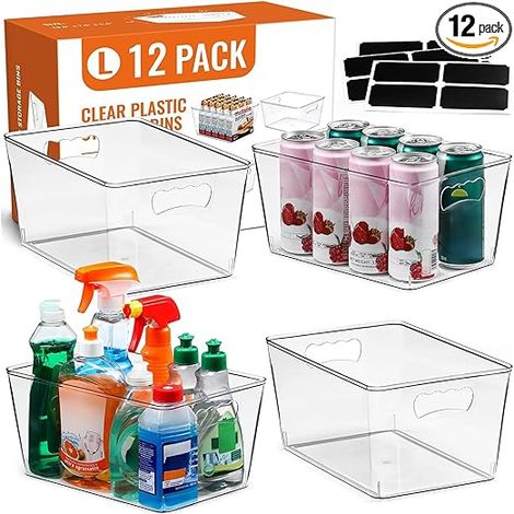 Bacs rangement transparents lot 6 avec poignées, boîtes plastique cuisine frigo placard multi-usages (1/5)