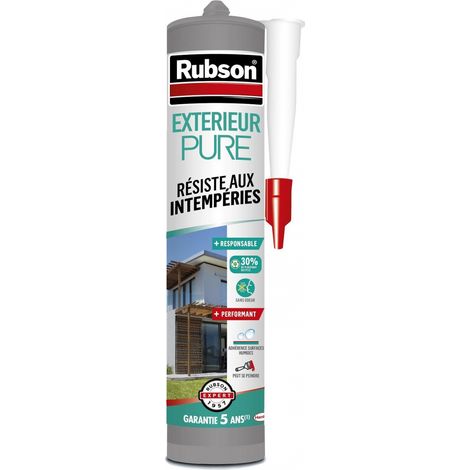 Rubson – Mastic de fixation extérieur transparent 280ml – Pour bois, béton, pierre et verre – Collage et jointoiement sur surfaces délicates (1/2)