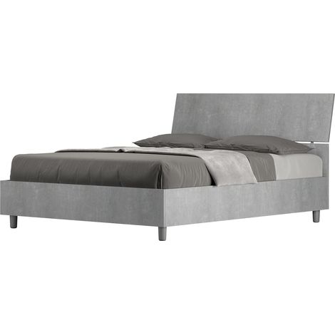 Letto Matrimoniale Francese 140x190 cm Senza Rete Demas Testata Inclinata Cemento (1/5)