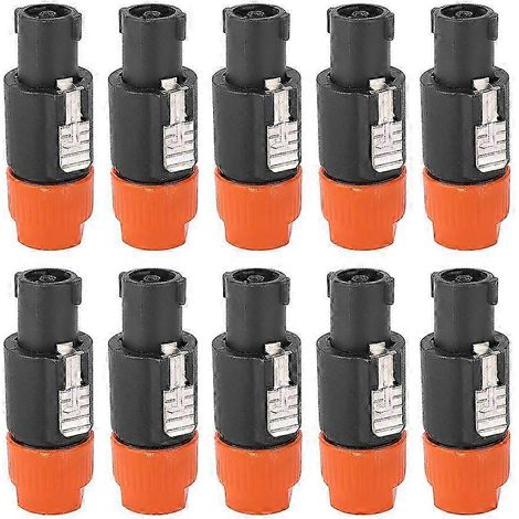 Connecteur Speakon 4 broches étanche NL4FC, lot de 10, fiche mâle pour câble enceinte, orange, connecteur audio professionnel IP54 (1/3)