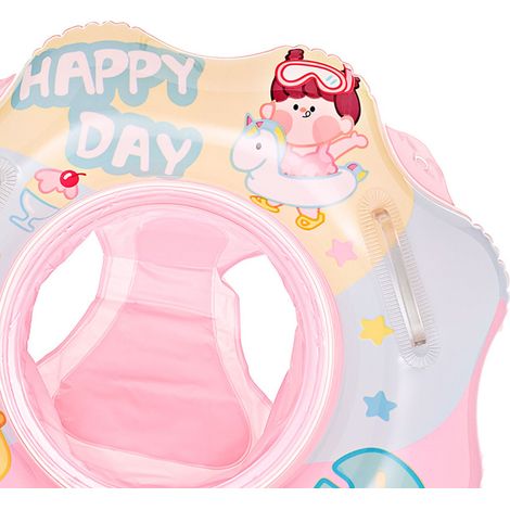 Aufblasbarer Babyschwimmer mit 2 Griffen und Sicherheitssitz für Kinder von 1 bis 5 Jahren, rosa und blau. (1/5)