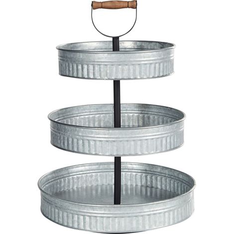 Alzata per dolci a 3 livelli vassoio in ferro supporto per pasticceria espositore per servire intagliato in argento Kouign (1/5)
