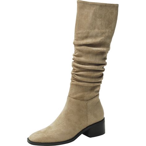 Bottes cavalières beiges large mollet 39, bottes épaisses unies (1/5)