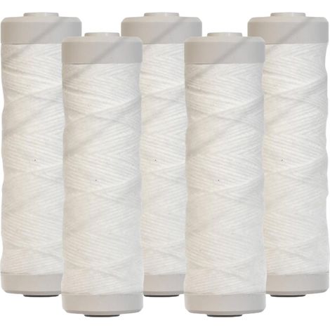 Lot de 5 Cartouches Bobinée Filtre à Eau Anti Sédiments 9 pouces 3/4 - 20 microns Compatibles Filtre 10 pouces