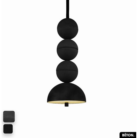 Lampe de suspension en béton velours - BOSFOR CONCRETE VELVET NOIR 3 BALLES LED 14W (1/2)