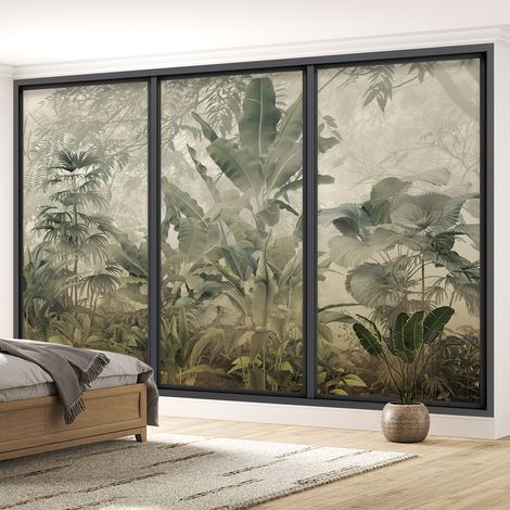 Papier peint panoramique Trompe l'oeil baie vitrée - Jungle - 130 cm x 78 cm (1/5)