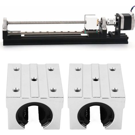 Support de rail de guidage linéaire en aluminium SBR25UU, type boîte ouverte, avec palier intégré. Vendu par lot de 2. (1/5)