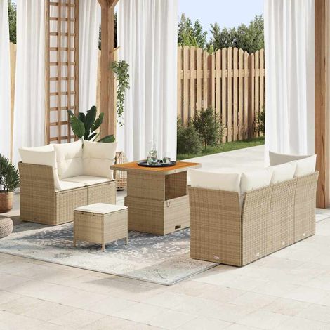 vidaXL Conjunto de sofá de jardín 8 uds. 5-Número de plazas (1/5)